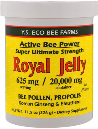 Y.S. Eco Bee Farms, Royal Jelly in Honey, 625 mg, 11.5 oz (326 g) ,المكملات الغذائية، منتجات النحل، لقاح النحل