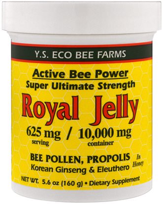 Y.S. Eco Bee Farms, Royal Jelly In Honey, 625 mg, 5.6 oz (160 g) ,المكملات الغذائية، منتجات النحل، هلام الملكي، الغذاء، المحليات