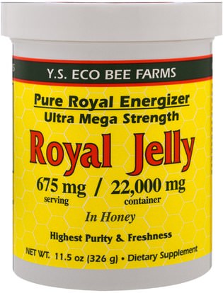 Y.S. Eco Bee Farms, Royal Jelly In Honey, 675 mg, 11.5 oz (326 g) ,المكملات الغذائية، منتجات النحل، هلام الملكي، الغذاء، المحليات