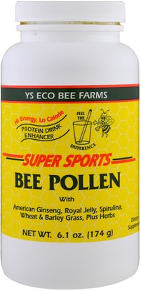 Y.S. Eco Bee Farms, Super Sports, Bee Pollen, Protein Drink Enhancer, 6.1 oz (174 g) ,المكملات الغذائية، منتجات النحل، لقاح النحل