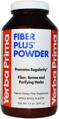 Yerba Prima, Fiber Plus Powder, Apple Spice Flavor, 12 oz (340 g) ,المكملات الغذائية، والألياف، السموم، تطهير القولون