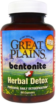 Yerba Prima, Great Plains Bentonite + Herbal Detox, 60 Capsules ,الصحة، السموم