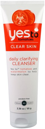 Yes to, Clear Skin, Daily Clarifying Cleanser, Tomatoes, 3.38 fl oz (95 g) ,الجمال، العناية بالوجه، منظفات الوجه