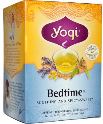 Yogi Tea, Bedtime, Caffeine Free, 16 Tea Bags.85 oz (24 g) ,الأعشاب، فاليريان