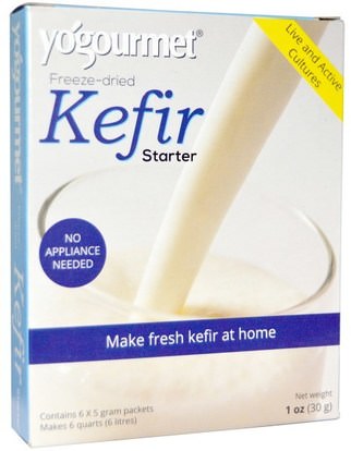 Yogourmet, Kefir Starter, Freeze-Dried, 6 Packets, 5 g Each ,المكملات الغذائية، الكفير
