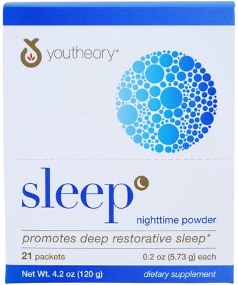 Youtheory, Sleep, Nighttime Powder, 21 Packets, 0.2 oz (5.73 g) Each ,والمكملات الغذائية، والنوم