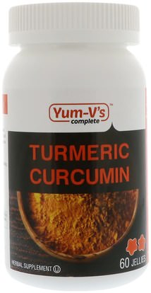 Yum-Vs, Turmeric Curcumin, 60 Jellies ,والمكملات الغذائية، ومضادات الأكسدة، الكركمين C3 معقدة