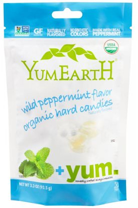 YumEarth, Organic Hard Candies, Wild Peppermint, 3.3 oz (93.5 g) ,حمام، الجمال، العناية بالأسنان عن طريق الفم، النعناع الأسنان اللثة، قطرات العضوية