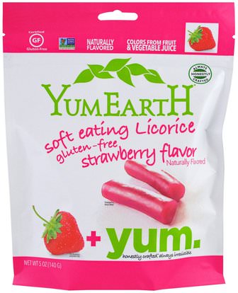 YumEarth, Soft Eating Gluten-Free Strawberry Licorice + Yum, 5 oz (142 g) ,الطعام، الوجبات الخفيفة، الحلوى
