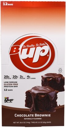 YUP, B Up Protein Bar, Chocolate Brownie, 12 Bars, 2.2 oz (62 g) Each ,والرياضة، والبروتين أشرطة