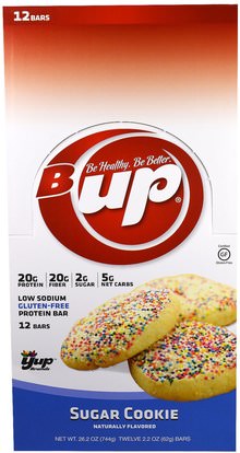 YUP, B Up Protein Bar, Sugar Cookie, 12 Bars, 2.2 oz (62 g) Each ,والرياضة، والبروتين أشرطة