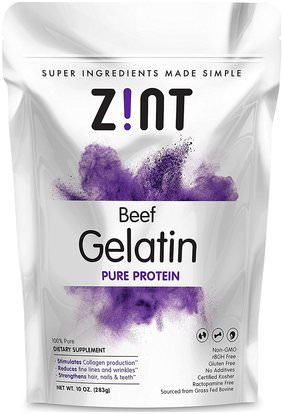 Z!NT, Beef Gelatin, Pure Protein, 10 oz (283 g) ,المكملات الغذائية، البروتين، صحة الأظافر، الجيلاتين