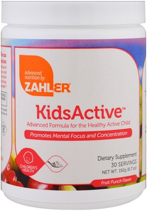 Zahler, Kids Active, Advanced Formula for the Healthy Active Child, Fruit Punch, 6.7 oz (192 g) ,والمكملات، وصحة الأطفال