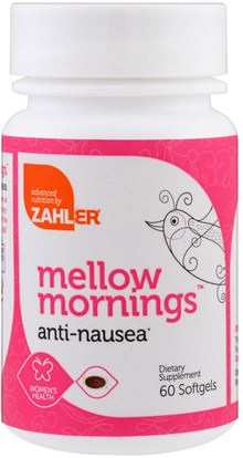 Zahler, Mellow Mornings, Anti-Nausea, 60 Softgels ,الأعشاب، جذر الزنجبيل