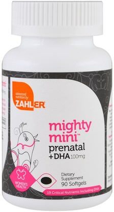 Zahler, Mighty Mini Prenatal + DHA, 100 mg, 90 Softgels ,الفيتامينات، الفيتامينات قبل الولادة