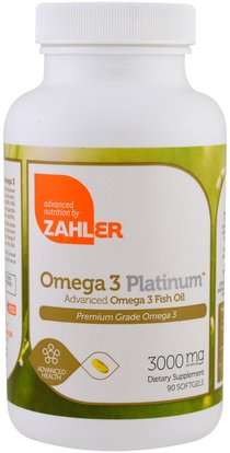 Zahler, Omega 3 Platinum, Advanced Omega 3 Fish Oil, 3000 mg, 90 Softgels ,المكملات الغذائية، إيفا أوميجا 3 6 9 (إيبا دا)، زيت السمك