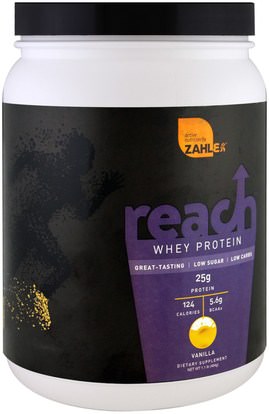 Zahler, Reach, Whey Protein, Vanilla, 1.1 lb (494 g) ,والرياضة، والمكملات الغذائية، بروتين مصل اللبن