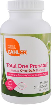 Zahler, Total One Prenatal, Essential Once-Daily Prenatal, 120 Capsules ,الفيتامينات، الفيتامينات قبل الولادة