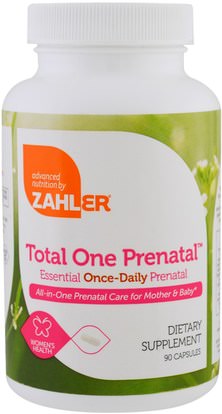 Zahler, Total One Prenatal, Essential Once-Daily Prenatal, 90 Capsules ,الفيتامينات، الفيتامينات قبل الولادة