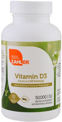 Zahler, Vitamin D3, 50,000 IU, 120 Vegetable Capsules ,الفيتامينات، فيتامين d3