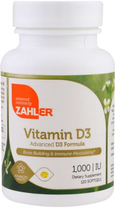 Zahler, Vitamin D3, Advanced D3 Formula, 1,000 IU, 120 Softgels ,الفيتامينات، فيتامين d3