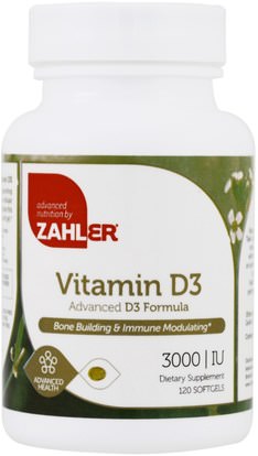 Zahler, Vitamin D3, Advanced D3 Formula, 3000 IU, 120 Softgels ,الفيتامينات، فيتامين d3