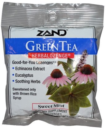 Zand, GreenTea, Herbalozenge, Sweet Mint, 15 Lozenges ,والصحة، والرئة والقصبات الهوائية، والسعال قطرات