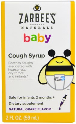 Zarbees, Baby Cough Syrup, Natural Grape Flavor, 2 fl oz (59 ml) ,وصحة الطفل، وطفل رضيع، وملاحق الرضع، وسعال انفلونزا البرد