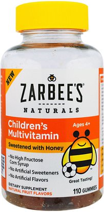 Zarbees, Childrens Multivitamin, Sweetened with Honey, 110 Gummies ,صحة الأطفال، أطفال غوميز، الفيتامينات