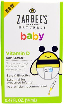 Zarbees, Naturals, Baby, Vitamin D, 0.47 fl oz (14 ml) ,الفيتامينات، فيتامين d3، فيتامين d3 السائل، صحة الطفل، الطفل، الرضع المكملات الغذائية
