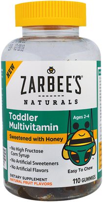 Zarbees, Toddler Multivitamin, Sweetened with Honey, 110 Gummies ,صحة الطفل، أطفال غوميز، الفيتامينات، الأطفال الفيتامينات