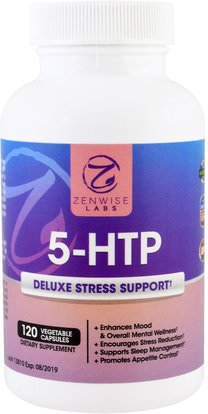 Zenwise Health, 5-HTP, Deluxe Stress Support, 120 Veggie Caps ,المكملات الغذائية، 5-هتب، 5-هتب 100 ملغ