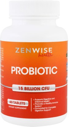 Zenwise Health, Probiotic, 15 Billion CFU, 60 Tablets ,المكملات الغذائية، البروبيوتيك