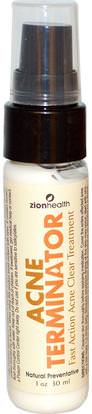 Zion Health, Acne Terminator, 1 oz (30 ml) ,الصحة، حب الشباب، نوع الجلد حب الشباب المعرضة الجلد، الجمال، حمض الصفصاف