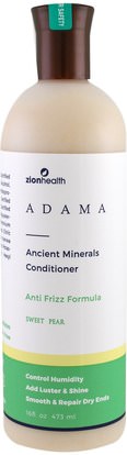 Zion Health, Adama, Ancient Minerals Conditioner, Anti Frizz Formula, Sweet Pear, 16 oz (473 ml) ,حمام، الجمال، الشعر، فروة الرأس، الشامبو، مكيف، مكيفات