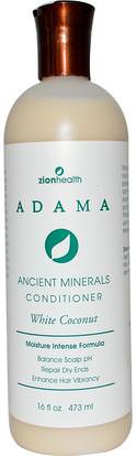 Zion Health, Adama, Ancient Minerals Conditioner, White Coconut, 16 fl oz (473 ml) ,حمام، الجمال، الشعر، فروة الرأس، الشامبو، مكيف، مكيفات