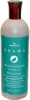 Zion Health, Adama, Ancient Minerals Shampoo, White Coconut, 16 fl oz (473 ml) ,حمام، الجمال، الشعر، فروة الرأس، الشامبو، مكيف