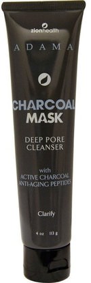 Zion Health, Adama, Charcoal Mask, Deep Pore Cleanser, 4 oz (113 g) ,الجمال، أقنعة الوجه، أقنعة الطين، العناية بالوجه، منظفات الوجه
