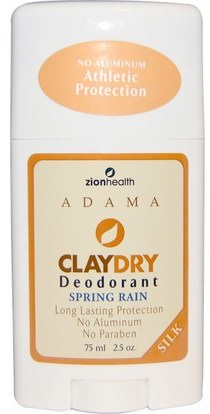 Zion Health, Adama, ClayDry Deodorant, Spring Rain, 2.5 oz (75 ml) ,حمام، الجمال، مزيل العرق
