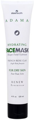 Zion Health, Adama, Hydrating Face Mask, French Rose Clay, 4 fl oz (120 ml) ,الجمال، أقنعة الوجه