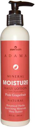 Zion Health, Adama Mineral, Moisture Daily Lotion, Pink Grapefruit, 8 oz (240 ml) ,حمام، الجمال، غسول الجسم