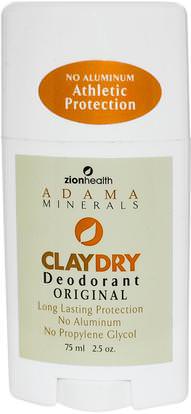 Zion Health, Adama Minerals, Clay Dry Solid Deodorant, Original, 2.5 oz (70 g) ,حمام، الجمال، مزيل العرق