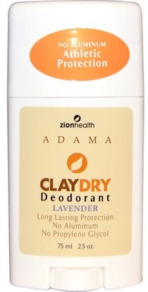 Zion Health, ClayDry Deodorant, Lavender, 2.5 oz (75 ml) ,حمام، الجمال، مزيل العرق