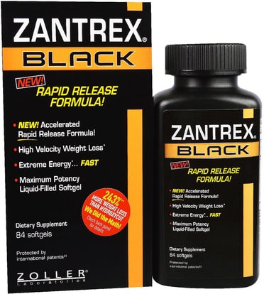Zoller Laboratories, Zantrex Black, 84 Softgels ,وفقدان الوزن، والنظام الغذائي، والصحة، والطاقة
