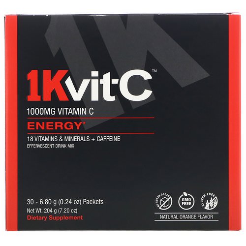 1Kvit-C, Vitamin C, Energy, Effervescent Drink Mix, Natural Orange Flavor, 1,000 mg, 30 packets. 0.24 oz (6.80 g) Each فوائد