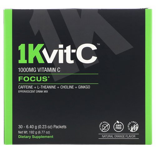 1Kvit-C, Vitamin C, Focus, Effervescent Drink Mix, Natural Orange Flavor, 1,000 mg, 30 packets. 0.23 oz (6.40 g) Each فوائد