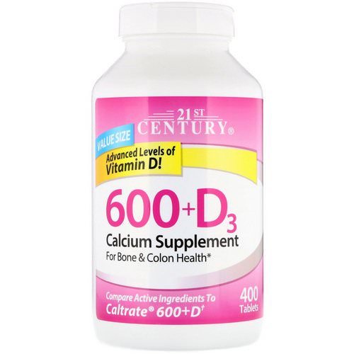 21st Century, 600+D3, Calcium Supplement, 400 Caplets فوائد
