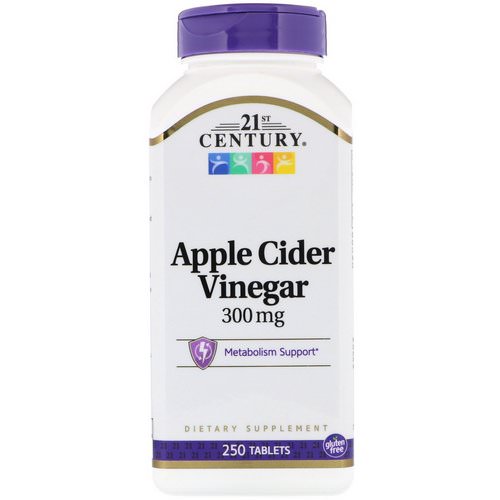21st Century, Apple Cider Vinegar, 300 mg, 250 Tablets فوائد