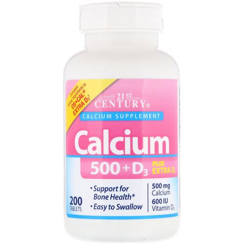 21st Century, Calcium 500 + D3 Plus Extra D3, 200 Tablets فوائد