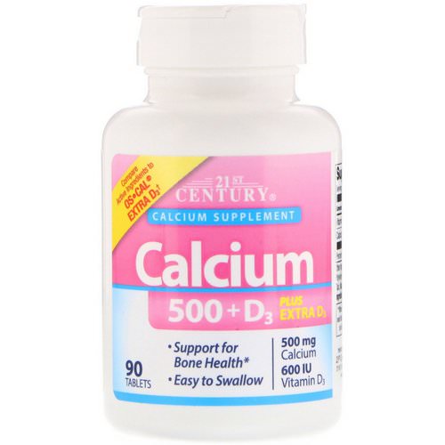 21st Century, Calcium 500 + D3 Plus Extra D3, 90 Tablets فوائد
